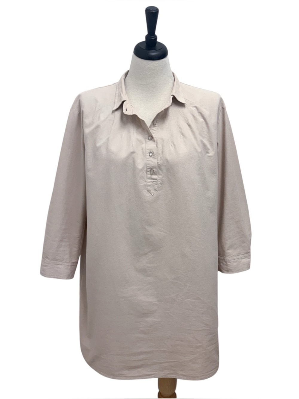Pomander Place Beige Polly 3/4 Sleeve Boxy Silhouette Relaxed Beachy Dress XL